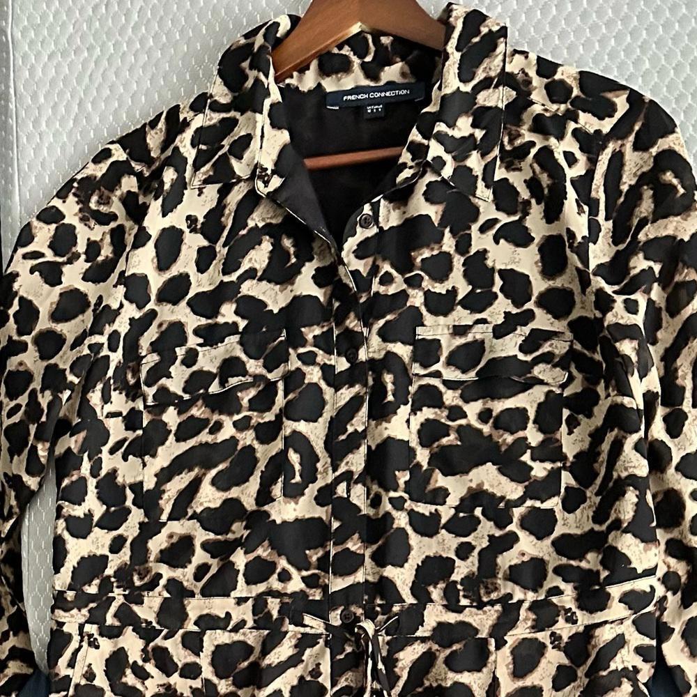 FRENCH CONNECTION animal print Long Sleeve Midi Shirt Dress - Picture 7 of 7